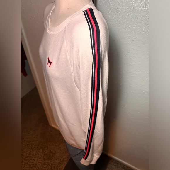 Victoria's Secret PINK Crewneck Sweatshirt Large Pink and Black Sleeves - Picture 3 of 8